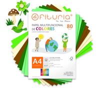 OFITURIA Folios Colores A4 80gr, 100 H - Papel Manualidades (Naturaleza)