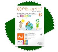 OFITURIA Folios de Colores A3 80gr, Pack 1000 Hojas - Papel Verde Oscuro para Manualidades, Impresora y Scrapbooking - Folios A3 Colores - Ideal Origami, Oficina y Escuela (Verde Oscuro)