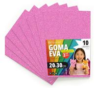 OFITURIA Goma Eva con Purpurina para Manualidades Creativas, Láminas de Foam Brillante para DIY, Proyectos Escolares, Arte Decorativo, Scrapbooking 20x30cm (Rosa Purpurina, 10 uds)