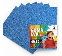 OFITURIA Goma Eva con Purpurina para Manualidades Creativas, Láminas de Foam Brillante para DIY, Proyectos Escolares, Arte Decorativo, Scrapbooking 40x30cm (Azul Purpurina, 5 uds)