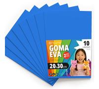 OFITURIA Goma Eva para Manualidades Escolares y Creativas, Láminas de Foam de Colores para Proyectos DIY, Arte, Decoración Infantil, Scrapbooking, Diseños Artesanales 20x30cm (Azul Claro, 10 uds)
