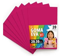 OFITURIA Goma Eva para Manualidades Escolares y Creativas, Láminas de Foam de Colores para Proyectos DIY, Arte, Decoración Infantil, Scrapbooking, Diseños Artesanales 20x30cm (Fucsia, 20 uds)