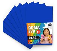 OFITURIA Goma Eva para Manualidades Escolares y Creativas, Láminas de Foam de Colores para Proyectos DIY, Arte, Decoración Infantil, Scrapbooking, Diseños Artesanales 20x30cm (Azul, 40 uds)