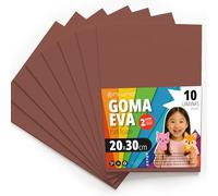 OFITURIA Goma Eva para Manualidades Escolares y Creativas, Láminas de Foam de Colores para Proyectos DIY, Arte, Decoración Infantil, Scrapbooking, Diseños Artesanales 20x30cm (Marrón, 10 uds)