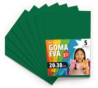 OFITURIA Goma Eva para Manualidades Escolares y Creativas, Láminas de Foam de Colores para Proyectos DIY, Arte, Decoración Infantil, Scrapbooking, Diseños Artesanales 20x30cm (Verde Oscuro, 5 uds)