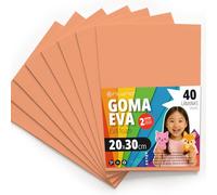 OFITURIA Goma Eva para Manualidades Escolares y Creativas, Láminas de Foam de Colores para Proyectos DIY, Arte, Decoración Infantil, Scrapbooking, Diseños Artesanales 20x30cm (Melocotón, 40 uds)