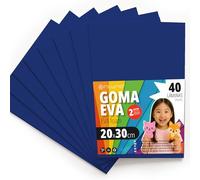 OFITURIA Goma Eva para Manualidades Escolares y Creativas, Láminas de Foam de Colores para Proyectos DIY, Arte, Decoración Infantil, Scrapbooking, Diseños Artesanales 20x30cm (Azul Oscuro, 40 uds)