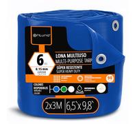 OFITURIA Lona Multiuso Impermeable 2 x 3 m Azul, Pack 1 ud, Ideal para Cubrir y Proteger Muebles y Objetos en Exterior, jardín, Camping y Obras (2x3m, 1 ud)