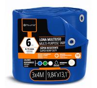 OFITURIA Lona Multiuso Impermeable 3 x 4 m Azul, Pack 1 ud, Ideal para Cubrir y Proteger Muebles y Equipos en Exterior, jardín, Camping y Obras (3x4m, 1 ud)