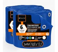 OFITURIA Lona Multiuso Impermeable 3 x 4 m Azul, Pack 2 uds, Ideal para Cubrir y Proteger Muebles y Equipos en Exterior, jardín, Camping y Obras (3x4m, 2 uds)