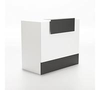 OFITURIA Mesa Mostrador Recepción, Mostrador para Tienda, Oficina, Peluquería, Negocio, etc. Mueble Escritorio para Recepción, Diferentes Tamaños, Color Blanco + Grafito (1400mm)