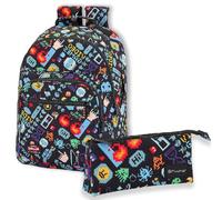 OFITURIA Mochila Escolar junto a Estuche Escolar, Mochila Adaptable a Carro, Gran Capacidad y Doble Cremallera, Mochila con Funda para Portátil, con Bolsillo Frontal y Lateral (Mochila + Estuche Bit)