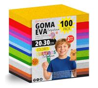 OFITURIA Pack 100 Hojas Goma Eva, Colores Surtidos Purpurina, Tamaño 20x30cm, 15 Colores Diferentes Ideales para Proyectos Creativos, Manualidades, Uso Escolar, Profesional (Con Purpurina)