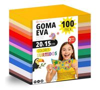 OFITURIA Pack 100 Hojas Goma Eva, Colores Surtidos, Tamaño 20x15cm, 15 Colores Diferentes Ideales para Proyectos Creativos, Manualidades, Uso Escolar, Profesional o Artístico (Sin Purpurina)