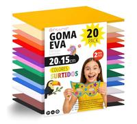 OFITURIA Pack 20 Hojas Goma Eva, Colores Surtidos, Tamaño 20x15cm, 15 Colores Diferentes Ideales para Proyectos Creativos, Manualidades, Uso Escolar, Profesional o Artístico (Sin Purpurina)