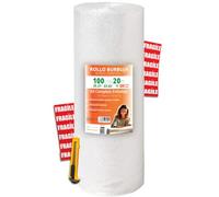 OFITURIA Papel Burbujas Embalaje 100cm x 20m - Kit Embalaje Completo con Cutter + 12 Etiquetas FRÁGIL - kit completo para mudanza, embalaje, plástico de burbujas