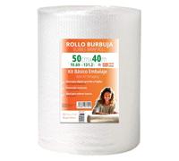 OFITURIA Papel Burbujas Embalaje 50cm x 40m - Kit Básico Embalaje Papel Burbuja Transparente y Flexible para Protección de Envíos - Plástico Burbujas Embalaje Reutilizable
