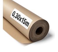 OFITURIA Papel Kraft Marrón Natural 70 g/m² - Rollo 0,30×15 m - 1 Rollo - Para Embalaje, Manualidades y Decoración - Resistente y Fácil de Cortar - Compatible con Pinturas y Crayones