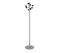OFITURIA® Perchero de Pie Colgador de Ropa Metálico Color Plata con 8 Colgadores de Bola Negra