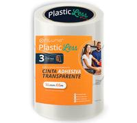 OFITURIA PlasticLess Precinto Transparente 36mm x 66m, Cinta de Embalar para Cajas, Envíos o Mudanzas, Alto Agarre, Cinta 36mm Utiliza un 25% Menos de Plástico vs 48mm (3 cintas)