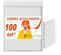 OFITURIA Sobres acolchados con burbujas 150x220 mm, polietileno blanco, sobres de envío con cierre adhesivo fuerte, resistentes al agua, ideales para ecommerce y oficina (100 uds)