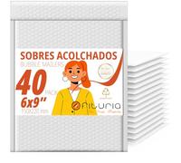 OFITURIA Sobres acolchados con burbujas 150x220 mm, polietileno blanco, sobres de envío con cierre adhesivo fuerte, resistentes al agua, ideales para ecommerce y oficina (40 uds)