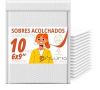 OFITURIA Sobres acolchados con burbujas 150x220 mm, polietileno blanco, sobres de envío con cierre adhesivo fuerte, resistentes al agua, ideales para ecommerce y oficina (10 uds)