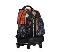 OFITURIA Valencia CF Mochila Escolar con Ruedas Juvenil Tres Compartimentos Doble Cremallera Carro Desmontable 34,5x44,5x23 cm Color Negro, Talla única