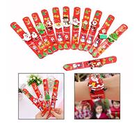 OFKPO 12 Paquetes Navidad Hule Pulseras de Luces LED, Pulsera de Goma Artículos de Fiesta, Slap Pulsera de Pulsera de Silicona para los Niños