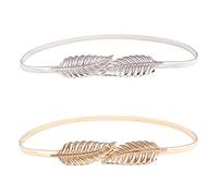 OFKPO 2 Pcs Cinturón Elástica Con Hojas para Mujer para Vestido, Fiesta, Boda ect