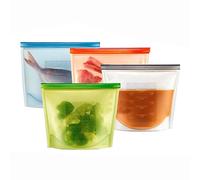 OFKPO 4pcs Silicona Reutilizable Alimentos Bolsa de Almacenamiento, Sellada Caja de Almacenaje con Ventilación y a Prueba de Fugas de Silicona