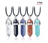 OFKPO 5 Pcs Collar Colgante de Cristal Hexagonal Piedra de Cuarzo para Hombre y Mujer