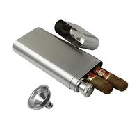 OFKPO - Botella de bolsillo para alcohol con estuche para cigarrillos, estuche de viaje de acero inoxidable, tubo de cigarro con petaca