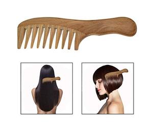 OFKPO Peine de dientes anchos, peine de sándalo natural, peine de masaje y cuidado del cabello