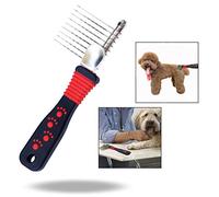 OFKPO Perro de Masaje Peine de Masaje de Acero Inoxidable, Peine para Eliminar Enredos y Marañas de Perros y Gatos, Herramienta de Anticaída del Cabello