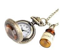 OFKPO Relojes de Bolsillo de Cuarzo con Cadena y Mini Botella,vintage