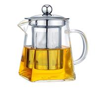 OFKPO Tapa de Acero Inoxidable Tetera de Cristal 350 ML con Infusor de Acero Inoxidable Resistente al Calor