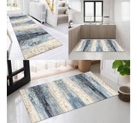 OFOFNG Alfombra Larga para Pasillo,Alfombra de Cocina,Pasillo,Antideslizante,modernidad Azúl Marrón 100x250cm,para Cocina,Dormitorio,Comedor,poliéster,Personalizable,por Metros