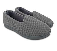ofoot - Pantuflas de casa de espuma viscoelástica con gofres de algodón para mujer, zapatos de interior, forro de tela de rizo, espalda cerrada (Gris Claro, 39/40 EU)
