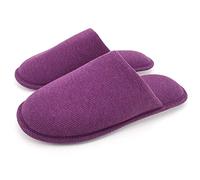 ofoot Zapatillas Casa Mujer Algodón con Espuma Viscoelástica, Pantuflas Suela de Goma Antideslizante Lavable para Dormitorio(41/42 EU,Morado)