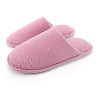 ofoot Zapatillas Casa Mujer Algodón con Espuma Viscoelástica, Pantuflas Suela de Goma Antideslizante Lavable para Dormitorio(39/40 EU,Rosa Oscuro)