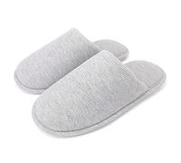 ofoot Zapatillas Casa Mujer Algodón con Espuma Viscoelástica, Pantuflas Suela de Goma Antideslizante Lavable para Dormitorio(41/42 EU,Gris)