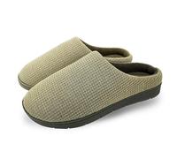 ofoot Zapatillas de casa de interior para mujer con forro de rizo, plantilla de espuma viscoelástica y suela de goma antideslizante(Verde, EU 41/42)