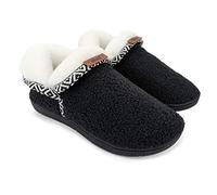 ofoot Zapatillas de Mujer de lana viscoelástica cálidas y acogedoras, forro de felpa suave y grueso, suela de goma dura antideslizante para interiores y exteriores zapatos de casa(39/40 EU,Negro)