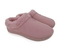 ofoot,zuecos de gamuza sintética de espuma viscoelástica cálida para mujer, zapatillas de casa, zapatos de interior, suelas de goma dura antideslizante