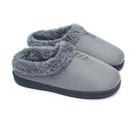 ofoot,zuecos de gamuza sintética de espuma viscoelástica cálida para mujer, zapatillas de casa, zapatos de interior, suelas de goma dura antideslizante