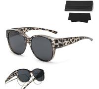 Oforest 2025 New Oversized Cat Eye Sunglasses Polarized UV400 Protection Myopia-friendly, Sunglasses Fit Over Glasses (Gray tortoiseshell)