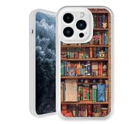 Oforest Alyova Book Phone Case, Bookshelf Phone Case, Shockproof TPU Protective Shell, Soft to The Touch, Tough Protection. Lightweight and Durable, Scratch-Resistant (White, For iPhone 13)