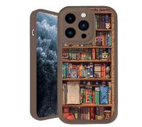 Oforest Alyova Book Phone Case, Bookshelf Phone Case, Shockproof TPU Protective Shell, Soft to The Touch, Tough Protection. Lightweight and Durable, Scratch-Resistant (Coffee, For iPhone 15PRO)