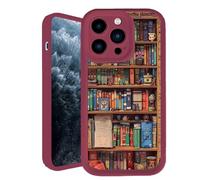 Oforest Alyova Book Phone Case, Bookshelf Phone Case, Shockproof TPU Protective Shell, Soft to The Touch, Tough Protection. Lightweight and Durable, Scratch-Resistant (Dark Red, For iPhone XR)